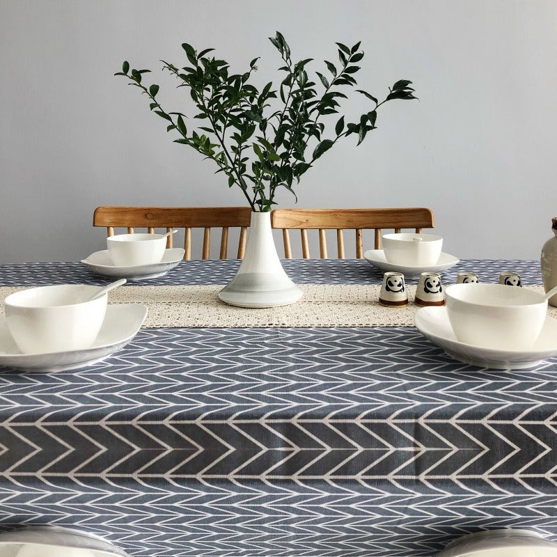 Cream cotton crochet runner with tassels